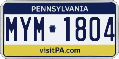 PA license plate MYM1804