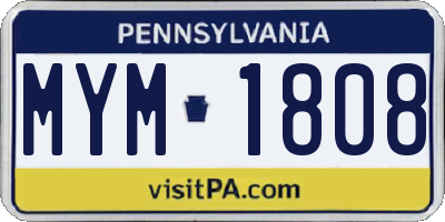 PA license plate MYM1808