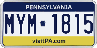 PA license plate MYM1815