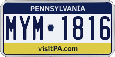 PA license plate MYM1816