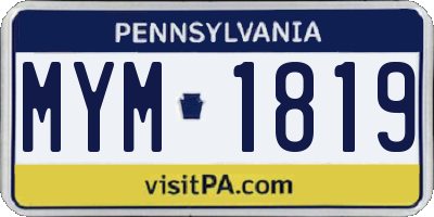 PA license plate MYM1819
