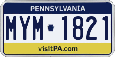 PA license plate MYM1821