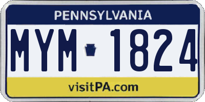 PA license plate MYM1824