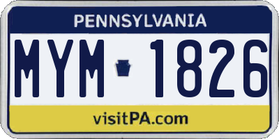 PA license plate MYM1826