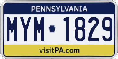 PA license plate MYM1829