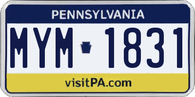 PA license plate MYM1831