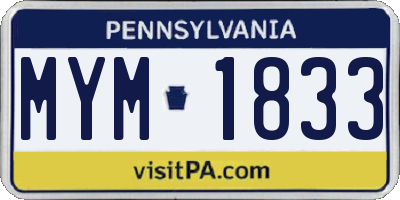 PA license plate MYM1833