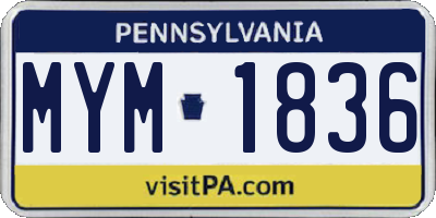 PA license plate MYM1836