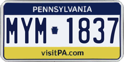 PA license plate MYM1837