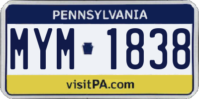 PA license plate MYM1838