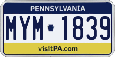 PA license plate MYM1839