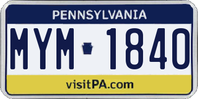 PA license plate MYM1840