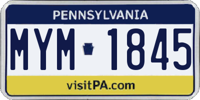 PA license plate MYM1845