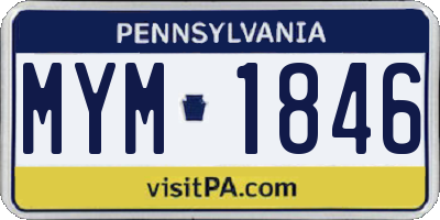 PA license plate MYM1846