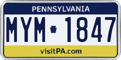 PA license plate MYM1847