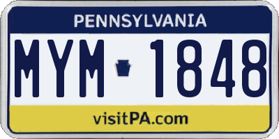 PA license plate MYM1848