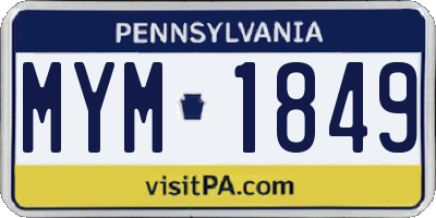 PA license plate MYM1849