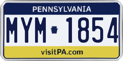 PA license plate MYM1854