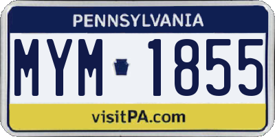 PA license plate MYM1855