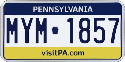 PA license plate MYM1857
