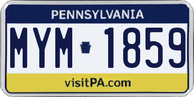 PA license plate MYM1859