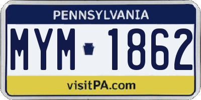 PA license plate MYM1862