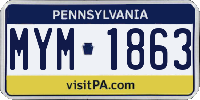 PA license plate MYM1863
