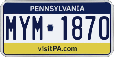 PA license plate MYM1870