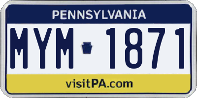 PA license plate MYM1871