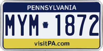 PA license plate MYM1872