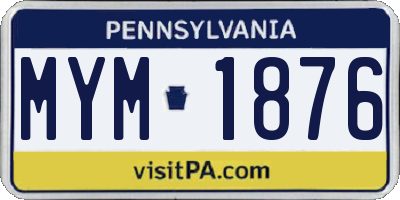 PA license plate MYM1876