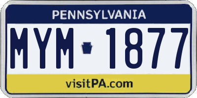 PA license plate MYM1877