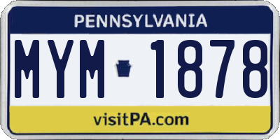 PA license plate MYM1878