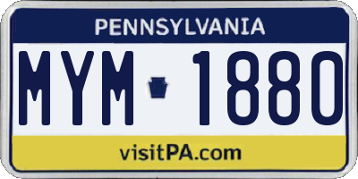 PA license plate MYM1880