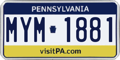 PA license plate MYM1881