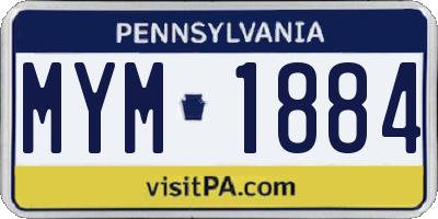 PA license plate MYM1884