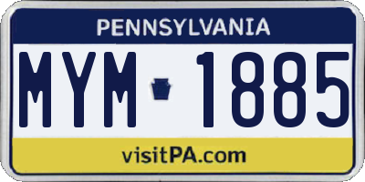 PA license plate MYM1885