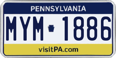 PA license plate MYM1886