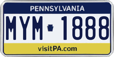 PA license plate MYM1888