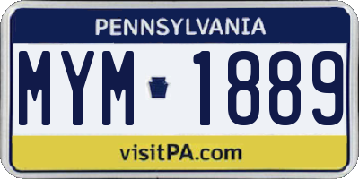PA license plate MYM1889
