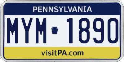 PA license plate MYM1890