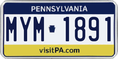 PA license plate MYM1891
