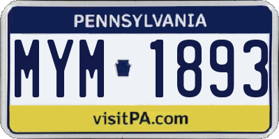 PA license plate MYM1893