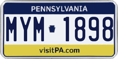 PA license plate MYM1898