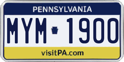 PA license plate MYM1900