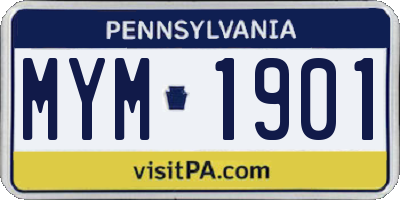 PA license plate MYM1901