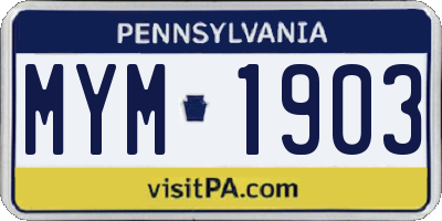 PA license plate MYM1903