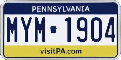 PA license plate MYM1904