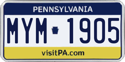 PA license plate MYM1905