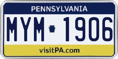 PA license plate MYM1906